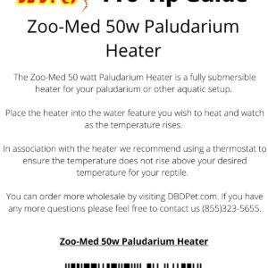 DBDPet 50w Paludarium Heater - includes Pro-Tip Guide -Works up to 15 Gallons!