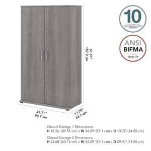 Bush Business Furniture Universal Tall Storage Cabinet with Doors and Shelves in Platinum Gray | Large Storage Unit for Home Office or Commercial Space