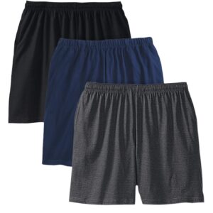 KingSize Men's Big & Tall Lightweight Jersey Shorts 3-Pack - 7XL, Assorted Basic