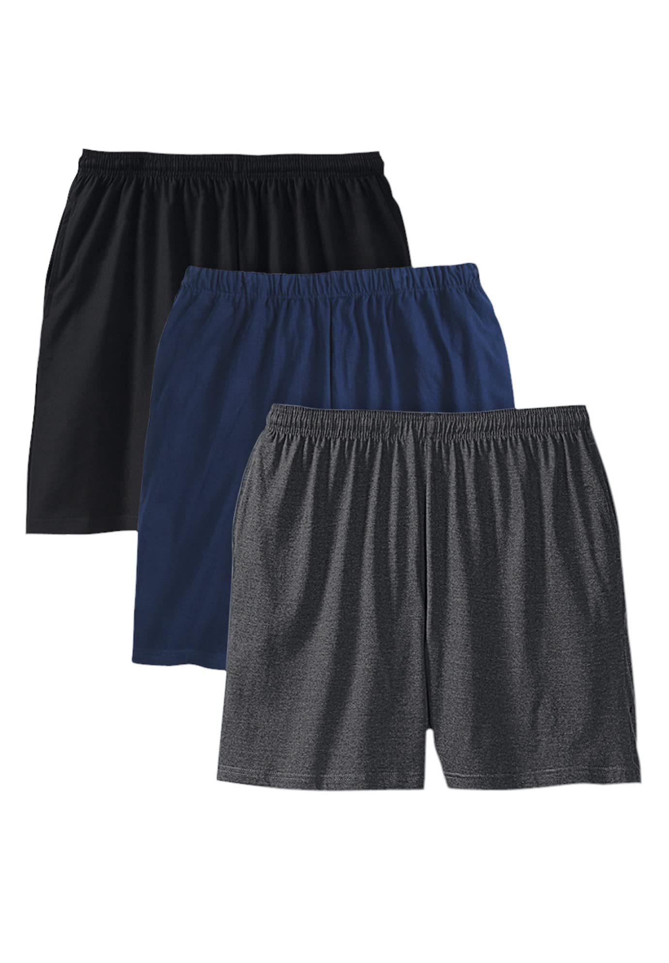 KingSize Men's Big & Tall Lightweight Jersey Shorts 3-Pack - 7XL, Assorted Basic