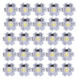 Hyuduo 25pcs LED Lamp Beads, 200LM 3W 5V High Power Led Chip, LED Lamp SMD Chip Light Bulb for DIY Lighting Fixtures(Pure White 60006500K)