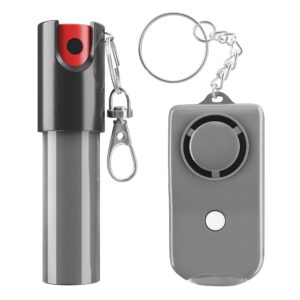 armadillo defense gray pepper spray and personal alarm key chain bundle (2 pack) for protection and self defense, safeguard for women and men, tear gas and panic button