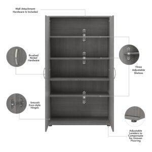 Bush Business Furniture Universal Tall Storage Cabinet with Doors and Shelves in Platinum Gray | Large Storage Unit for Home Office or Commercial Space