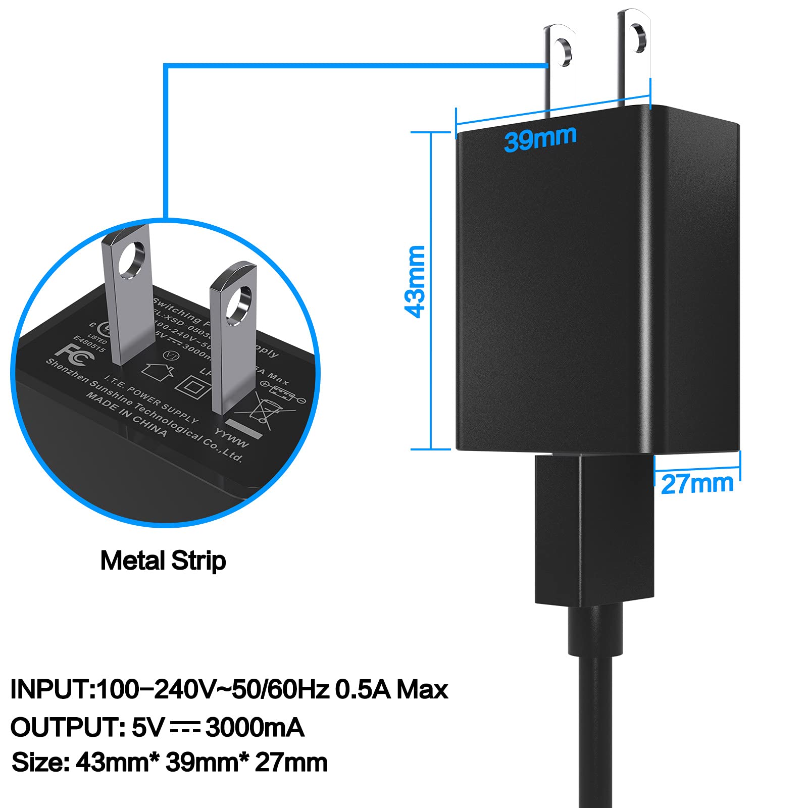 Charger for Nintendo Switch, Switch Fast Charger UL Listed AC Adapter 5V/3A Charging Replacement for Nintendo Switch/Switch Lite/Switch OLED with 6FT Type C Cable