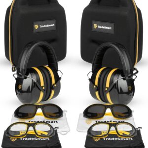 TradeSmart All-in-One Gun Range Safety Duo Kit - 2x Yellow Ear and Eye Protection Kit for Men and Women, U.S. Certified