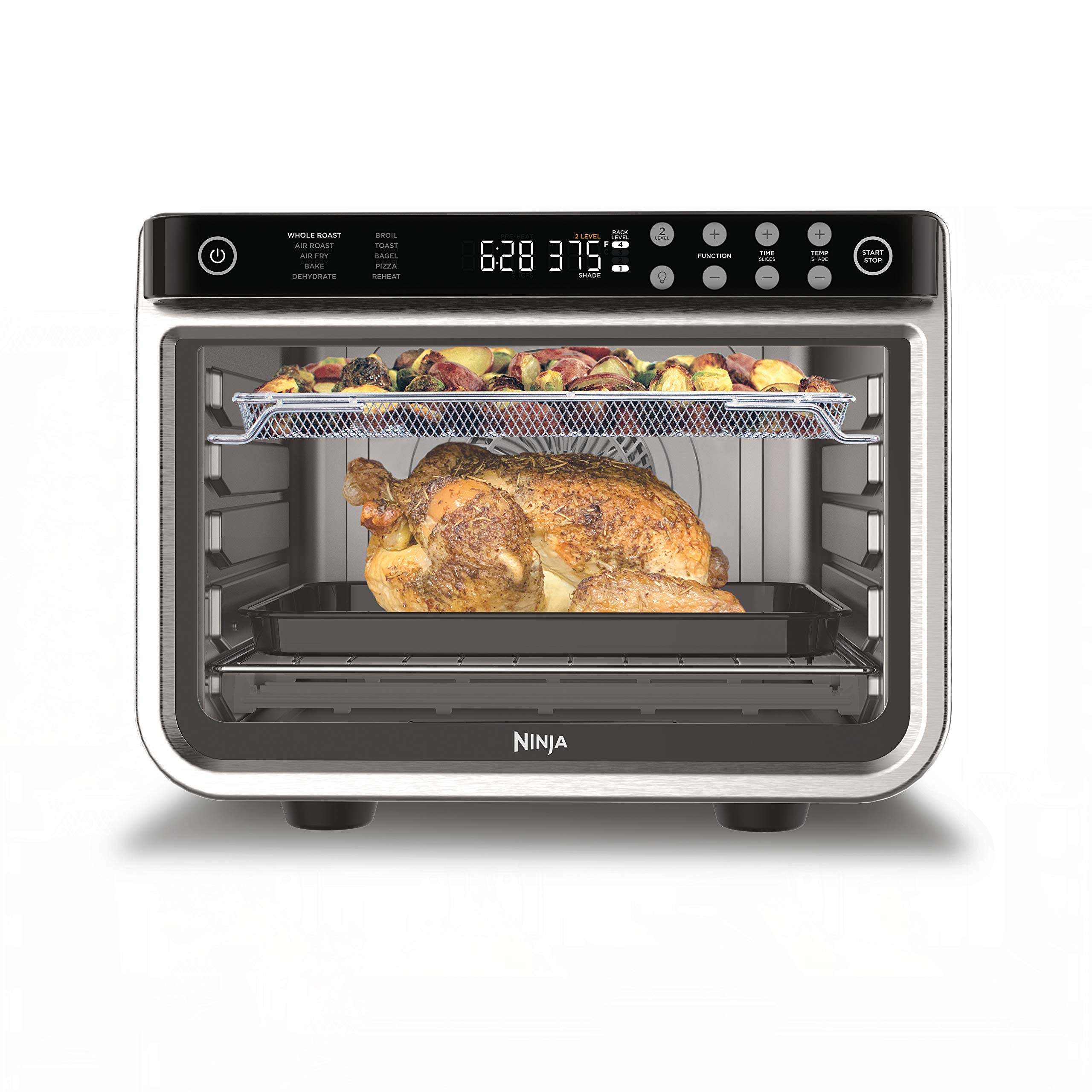 NINJA DT201 Foodi 10-in-1 XL Pro Air Fry Digital Countertop Convection Toaster Oven with Dehydrate and Reheat, 1800 Watts, Stainless Steel Finish (Renewed)