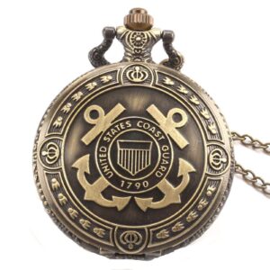 akopiuto coast guard pocket watch with necklace chain clock bronze quartz pendant watches