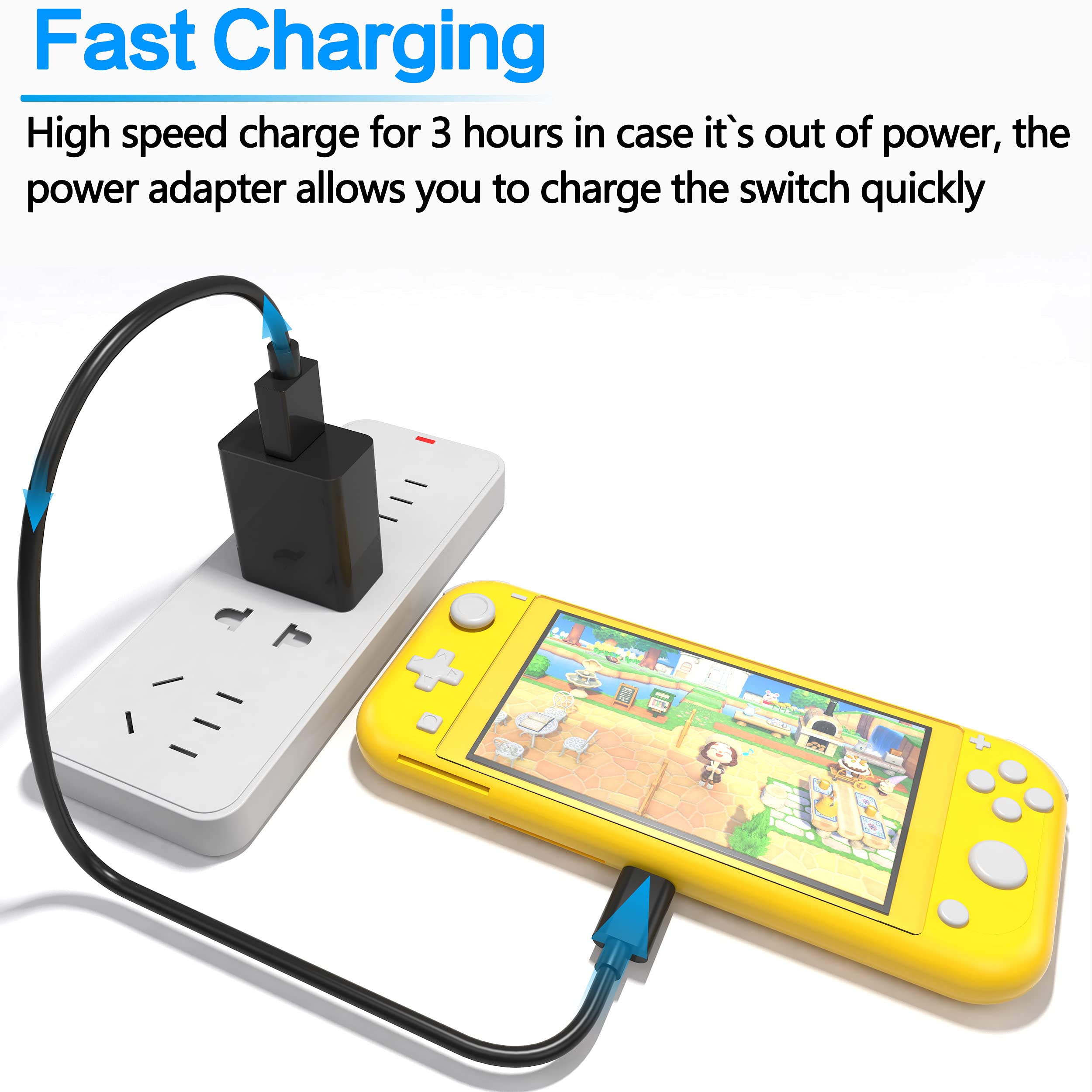 Charger for Nintendo Switch, Switch Fast Charger UL Listed AC Adapter 5V/3A Charging Replacement for Nintendo Switch/Switch Lite/Switch OLED with 6FT Type C Cable