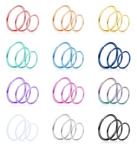 magitaco 36pcs 20g nose ring hoop 316l stainless steel nose piercing lip septum tragus ring helix cartilage earring hoop piercing nose rings for women men