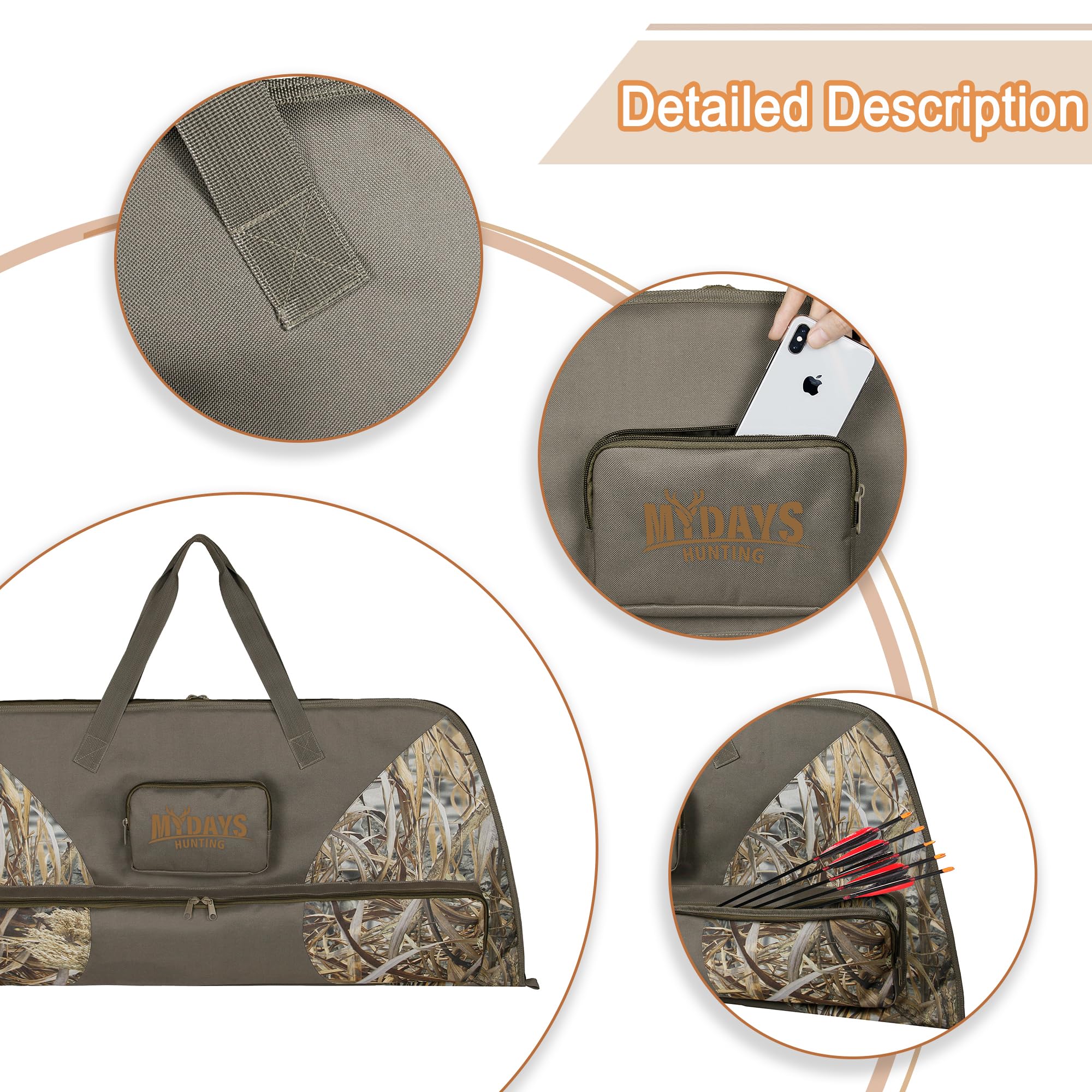 MYDAYS Compound Bow Case, Camo Soft Bow Case with Thick Protective Foam Padding for Archery Accessories,41” (Camo, 41”)