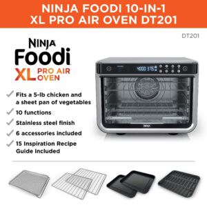 NINJA DT201 Foodi 10-in-1 XL Pro Air Fry Digital Countertop Convection Toaster Oven with Dehydrate and Reheat, 1800 Watts, Stainless Steel Finish (Renewed)