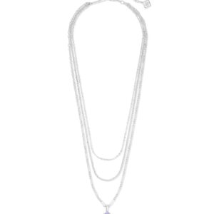 Kendra Scott Elisa Triple Adjustable Length Strand Necklace for Women, Fashion Jewelry, Rhodium-Plated, Matte Iridescent Lilac