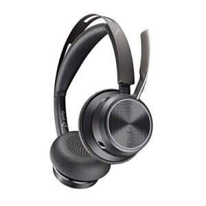 poly - voyager focus 2 uc usb-c headset (plantronics) - bluetooth dual-ear (stereo) headset with boom mic - usb-c pc/mac compatible - active noise canceling - works with teams, zoom (certified) & more