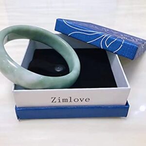 Zimlove Natural Jade Bangle Bracelet for Women Classcial Retro Chinese Style Green Hand Jade Bracelets with Gift Box (Green 58mm)