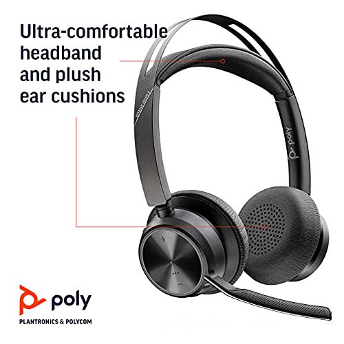 Poly - Voyager Focus 2 UC USB-C Headset (Plantronics) - Bluetooth Dual-Ear (Stereo) Headset with Boom Mic - USB-C PC/Mac Compatible - Active Noise Canceling - Works with Teams, Zoom (Certified) & More