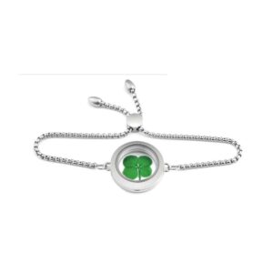 clovers online genuine preserved four leaf clover good luck charm floating in a stainless steel bolo bracelet