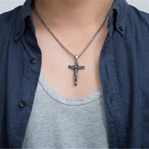 JTTBIGV Stainless Steel Jesus Christ INRI Crucifix Cross Pendant Necklace 30inch Long Chain