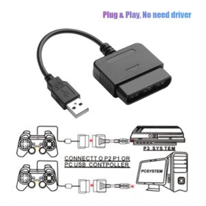 vienon PS2 Controller to USB Adapter Converter, 2 Pack Compatible with PS1/PS2 Controller Gamepad to PS3/PC Controller No Need Driver