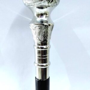 Antique home Nautical Gift Shop Handmade Brass Victorian Handle Wooden Walking Stick Cane A. silver