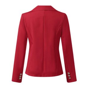 WUAI-Women Casual Blazers Plus Size Long Sleeve Open Front Work Office Fitted Suit Jackets with Pockets(Red,X-Large)