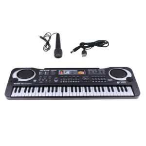 Simhoa 61-Key Digital Piano Keyboard with Microphone USB Rechargable for Bar Stage