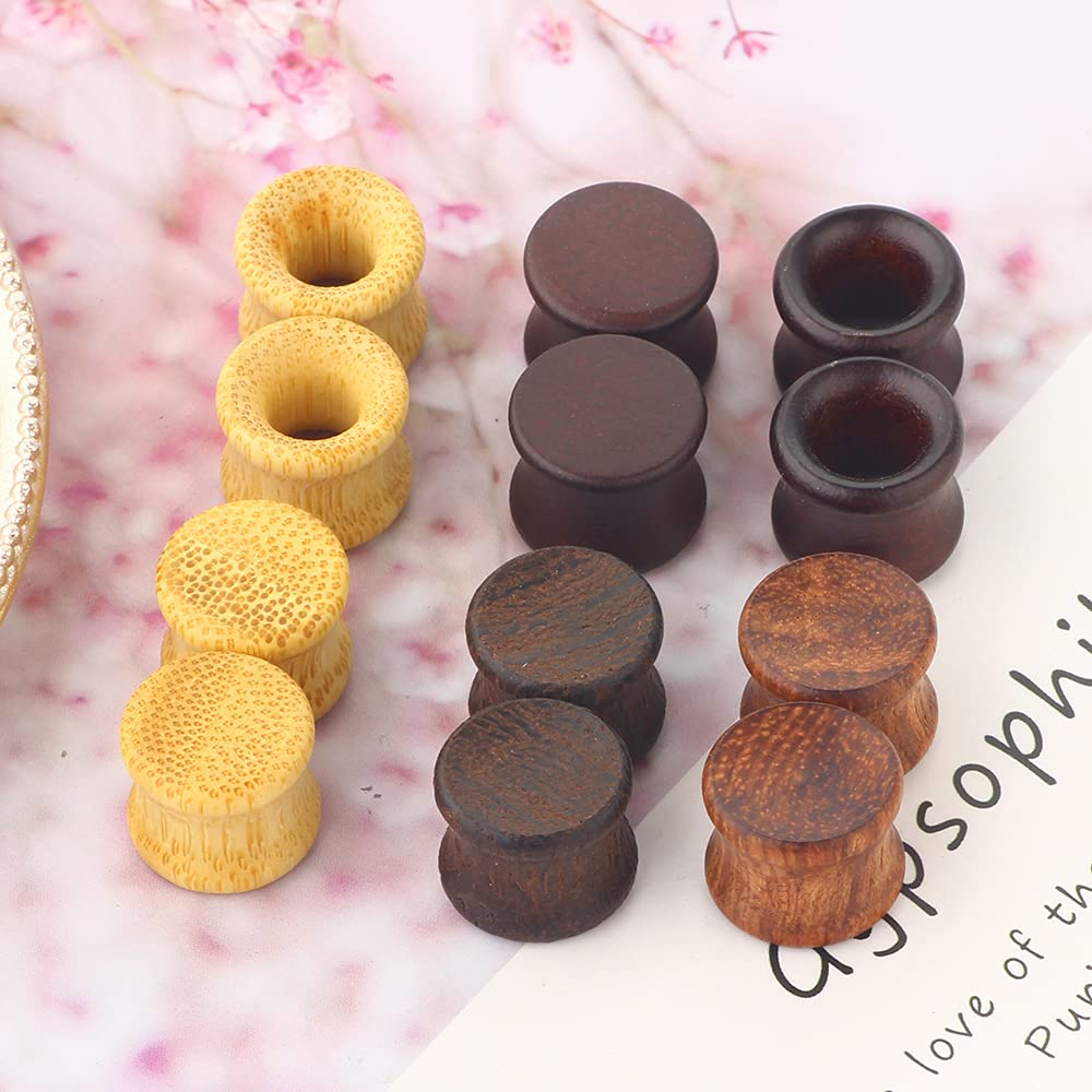 12pcs Wooden Gauges For Ear Nature Wood Tunnels Earrings Plugs Vintage Body Piercings Saddle Stretchers Set 2G-20mm