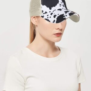 Womens Cow Print Baseball Cap Unisex Adjustable Baseball Hat Casual Cotton Sun Hats for Teen Girls