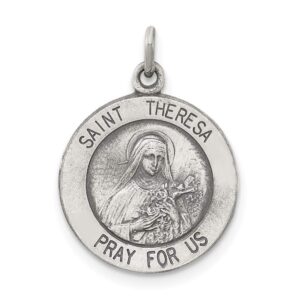 sterling silver antiqued st. theresa medal qqc3620