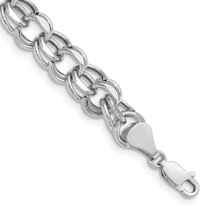 14k White Gold Lite 8mm Double Link Charm Bracele QWSD5-7.25