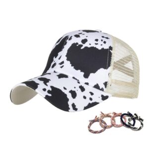 womens cow print baseball cap unisex adjustable baseball hat casual cotton sun hats for teen girls