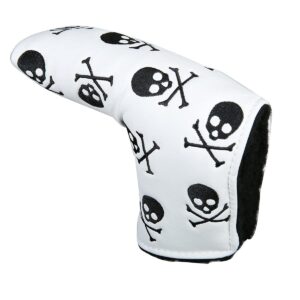 Seacloud Golf Head Cover Blade Putter Cover Skull Pattern Wtih V- Headcover White