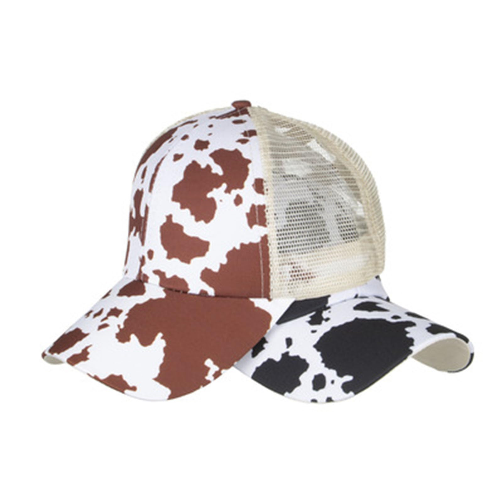 Womens Cow Print Baseball Cap Unisex Adjustable Baseball Hat Casual Cotton Sun Hats for Teen Girls