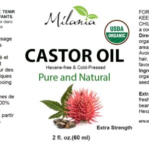 Premium Organic Castor Oil (2 fl. oz.) - Pure Cold-Pressed Beauty & Skincare Serum - Eyelash & Eyebrow Hair Growth Enhancer