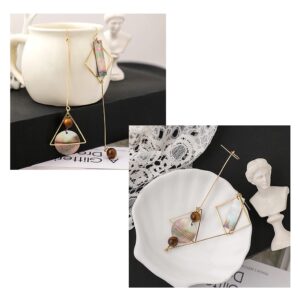 Mismatch Asymmetry Abstract Drop Dangle Abalone Shell Earrings for Woman