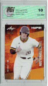 spencer torkelson 2020 leaf hype! #41a gold, jersey #20 of 25 rookie card pgi 10