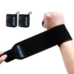 2 pack wrist wraps weightlifting for men,professional grade wristbands,wrist support braces for gym workouts,cross training-avoid injury&improve your workout 20'' (black)