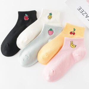 Joylife Fruit Embroidered Ankle Socks Cute Low Cut Socks for Women, Ladies, Girls, 10 Pack