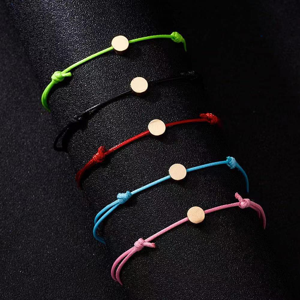 EMESLY 5pcs Adjustable Friendship Bracelets for Friends, Circle Shaped Friendship Charm Bracelet with Message Card