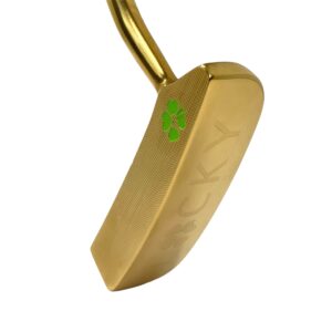 lucky golf gold putter material: 431 stainless steel casting: loft: 3.5 degrees - lie: 72 degrees - finished weight: 385 grams - length: 35 inches