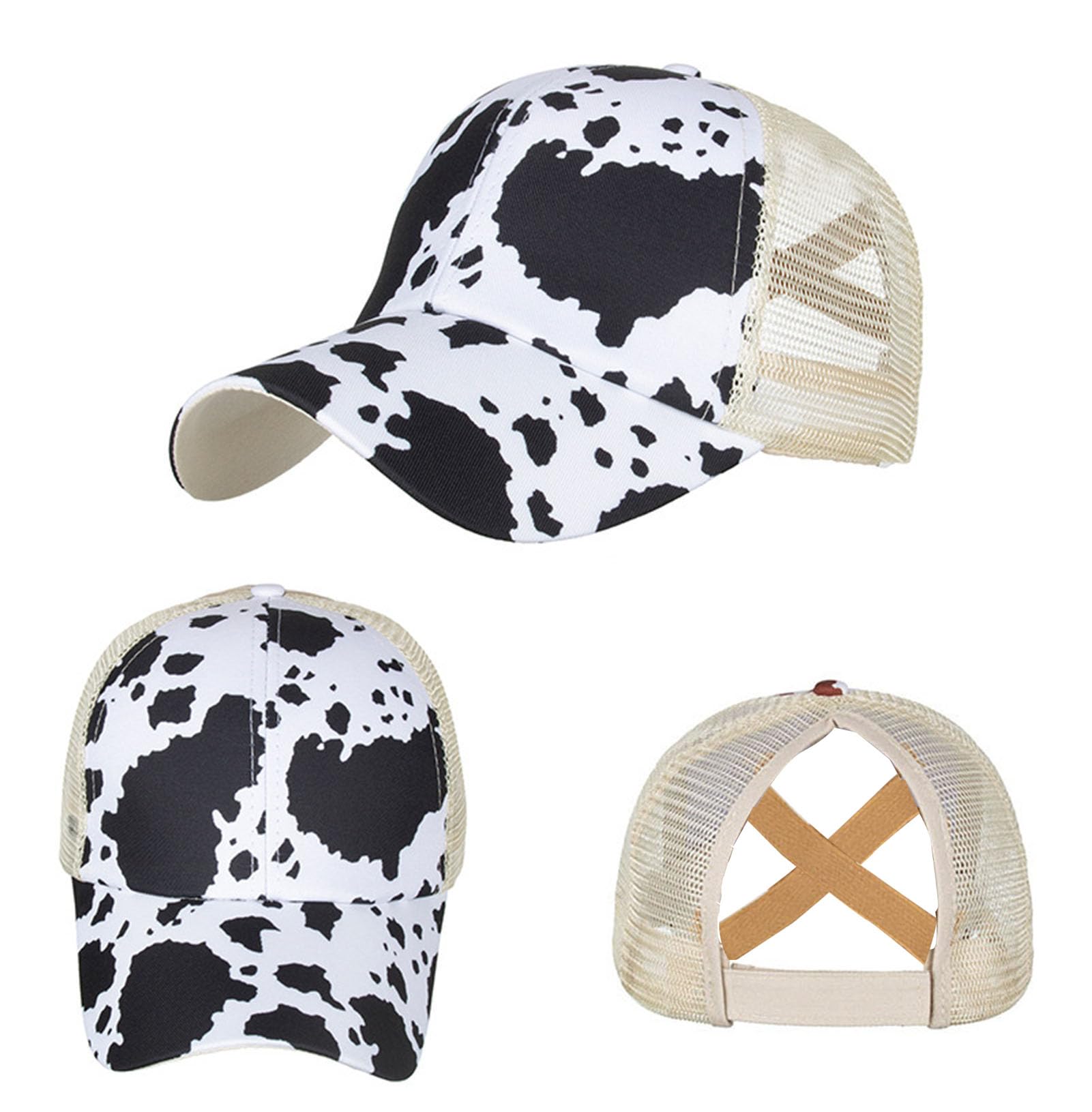 Womens Cow Print Baseball Cap Unisex Adjustable Baseball Hat Casual Cotton Sun Hats for Teen Girls