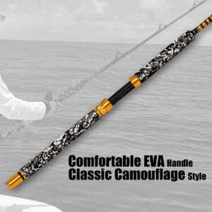 Fiblink 1-Piece Saltwater Offshore Trolling Rod 6-Feet Big Game Rod Conventional Boat Fishing Pole (50-80 lbs)