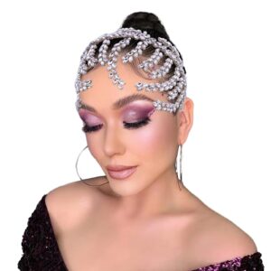 silver rhinestone wedding tiara，headpiece forehead tiara jewelry head chain, crystal headpiece bridal hair accessories for bride women hp373