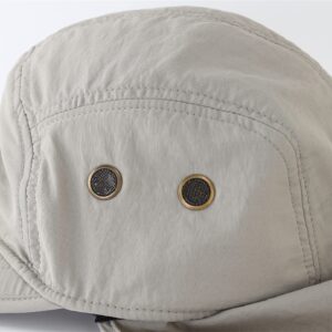 Connectyle Men's Visor Sun Hat with Neck Flap Baseball Cap for Fishing Safari Hiking Hats Light Grey