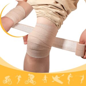 2 Rolls Adhesive Elastic Tape Bandage Tape Wrap Flexible Stretch Bandages for Sports Ankle, Knee and Wrist Sprains (Beige,2 Inch Wide)