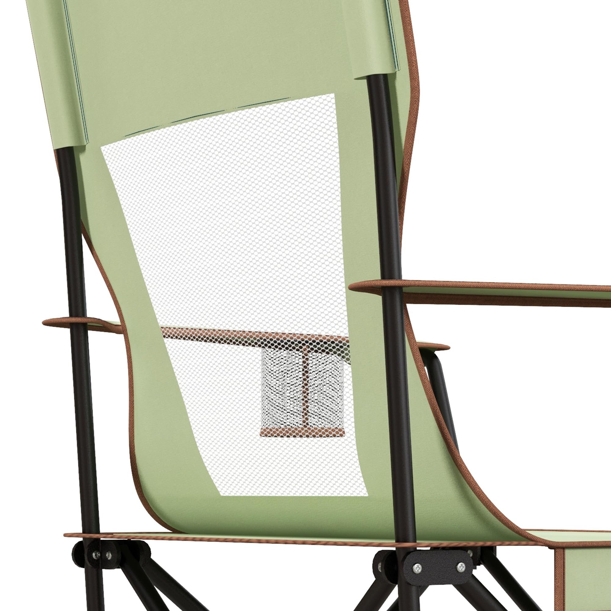 Outsunny Outdoor Rocking Chair Folding Camping Chair Portable Rocker with Armrests, Side Cup Holders, & Carry Bag, Green