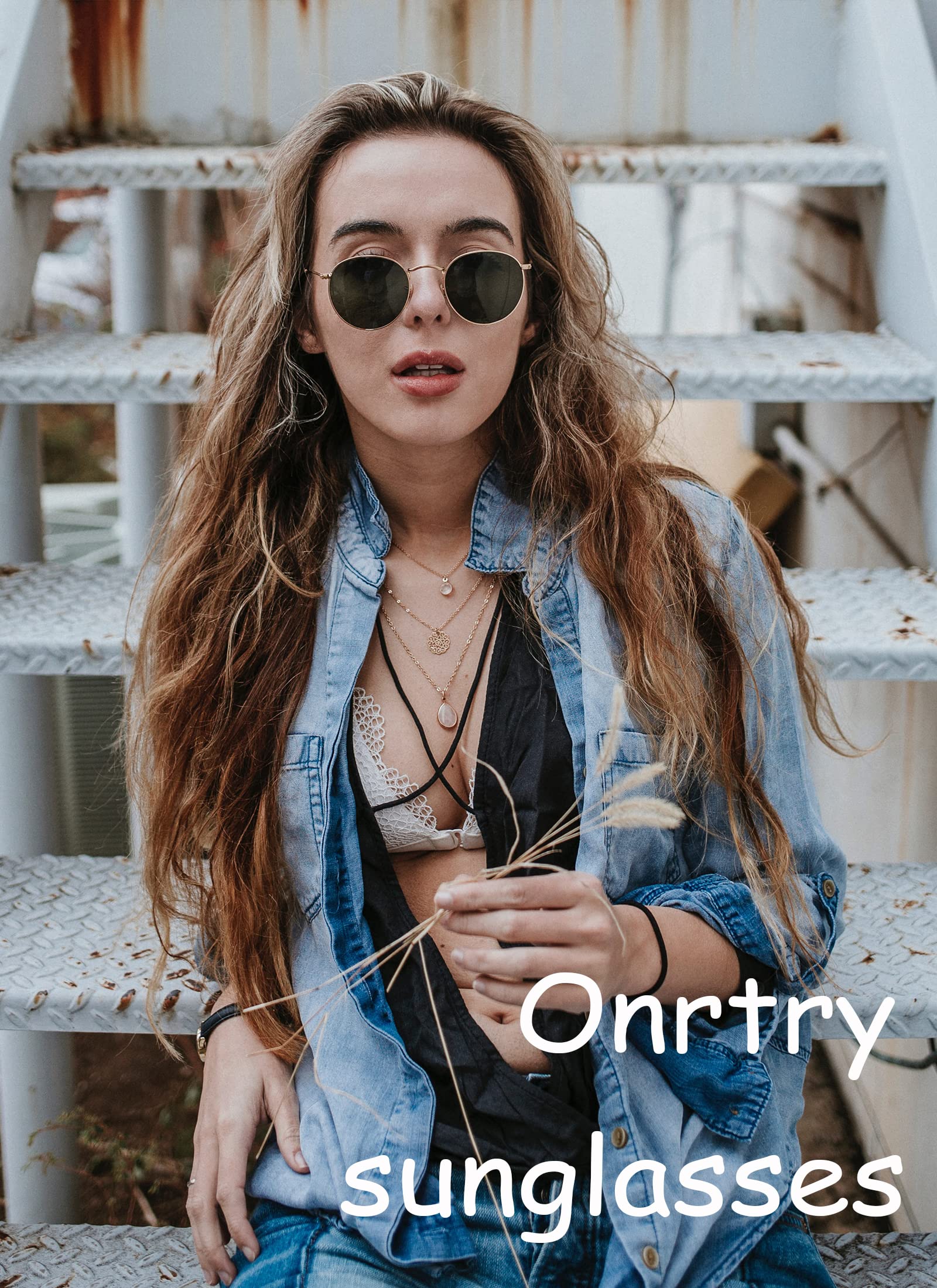 Onrtry Small Round Polarized Sunglasses for Men Women Classic Circle Metal Frame Sun Glasses 2 Pack (Gold/Black + Black/Black)