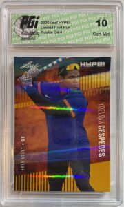 yoelqui cespedes 2020 leaf hype! #42a gold shimmer, 1 of 1 rookie card pgi 10