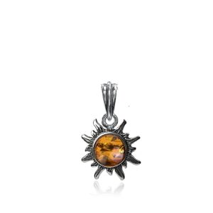 Ian and Valeri Co. Amber Sterling Silver Very Small Tiny Charm Sun Pendant