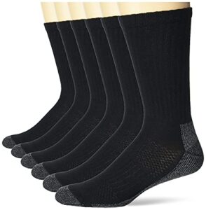 hanes mens crew socks, 6-pair pack work sock, black, 12 14 us