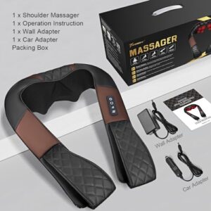 Neck Massager, Shiatsu Back Neck and Shoulder Massager with Heat - Deep Tissue 4D Kneading Massage Pillow for Body Muscle Pain Relief, Use at Home, Office, Car- Best Gifts for Women Men Mom Dad